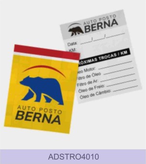 Adesivo Troca de Óleo Eletrostático  4x1 - frente e verso   