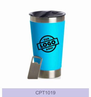 COPO TÉRMICO LISO DE 500ML COM ABRIDOR PERSONALIZADO      