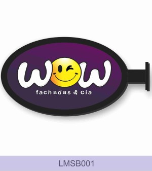 Luminoso Bandeira - Oval PVC e Acrílico Oval   Preto - Branco - Cinza Caixa  - 5cm