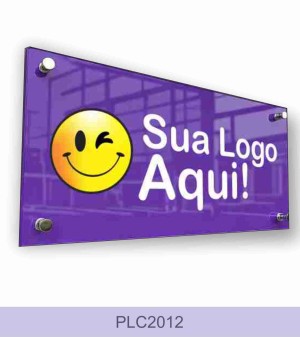 Placa em Acrílico com Espaçador Acrílico Cast 3mm    Com Prolongadores em alumínio ou inóx *Arte adesivada ou com letra caixa