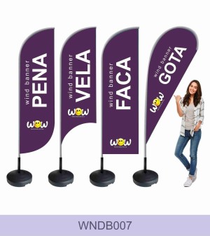 Wind Banner Wind Banner Completo para Piso em Tecido Poliéster 98g - 4x4 - Impressão Ultra HD Sublimática - Dupla-Face Costurado - Base Plástica - Haste Desmontável Curva     